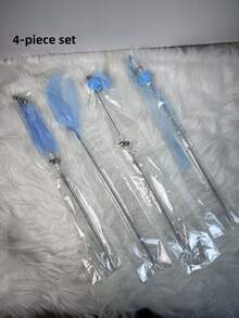 3 包弹力猫棒玩具趣味互动毛绒猫钓鱼杆玩具带铃铛柔软天然木质小猫逗猫棒适用于室内猫咪小猫无聊猫咪（款式随机发货） - 藍色 - 查看 5