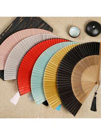 1/2 st vikbar fläkt handhållen fläkt med tofs för utomhusresor dansföreställning cheongsam klädtillbehör fototagning rekvisita