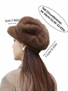 1pc Women's Autumn/Winter Hat, Fashionable Lady Pumpkin Beret, Casual Octagonal Faux Fur Hat - Multicolor - View 9