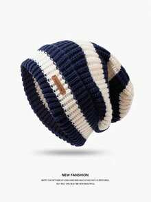 新款加厚针织帽，韩版条纹宽松保暖冬季时尚百搭针织帽 - 帽子 - 查看 7