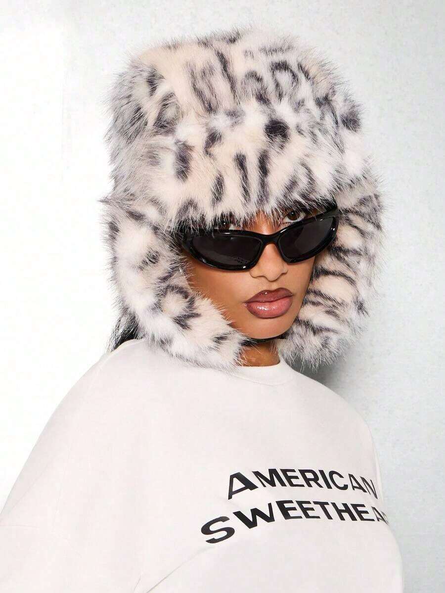 SUMWON WOMEN Luxury Winter Trapper Hat Women Faux Fur Animal Print Russian Style Cap Ear Flap Cold Weather Headwear Fashion Statement Piece - Nhiều màu - Xem 1