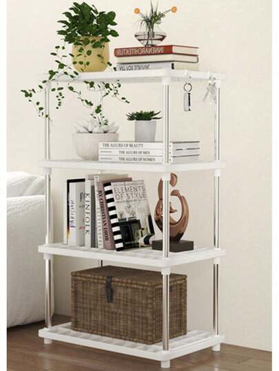 4 niveles, estante de almacenamiento moderno y minimalista independiente para aperitivos para dormitorio, cocina, accesorios de sala de estar, organización y almacenamiento de Home, almacenamiento de baño