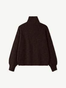 Áo len cổ cao màu trơn mỏng nhẹ tối giản dành cho nữ của FOR BEAUTY, kiểu dáng ôm sát thời trang, thanh lịch, tay dài bo gân, chất liệu dệt kim ấm áp, phù hợp cho mặc hàng ngày, đi làm, dịp năm mới. - cà phê đen - Xem 6