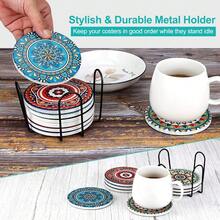 Coasters For Drinks,AODINI Set Of 8 Absorbent Stone Coasters For Wooden Table, Mandala Ceramic With Cork Base, Gift For Housewarming Birthday And Family - Great Home And Dining Room Decor - mặc định - Xem 8