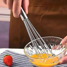 1pc Stainless Steel Ball Whisk - 10 & 12 Inch Handheld Bead Egg Cream Whisk For Cooking & Baking - Restaurant & Home Kitchen Mixing Tools - Dishwasher Durable Manual Egg Beater - Silver - View 1