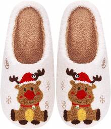 Pantuflas de calabaza de felpa acogedoras de Halloween, diseño esponjoso antideslizante - Alce - Ver 1