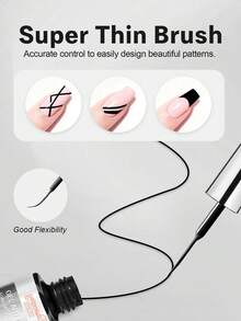 Sơn gel móng tay chủ đề Giáng sinh, Gel kẻ viền móng, Sơn gel trắng, Gel tẩy sơn móng tay UV, Cọ vẽ móng mỏng tích hợp trong chai, Quà tặng cho phụ nữ - màu đen - Xem 2