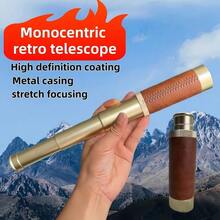 1pc Retractable Vintage Monocular Telescope. Portable Binoculars For Outdoor Travel, Suitable For Watching Games, Travel, Hiking, Camping, Gift For Men. Christmas/Halloween/Valentine's Day/Thanksgiving Gift - Gold - View 2