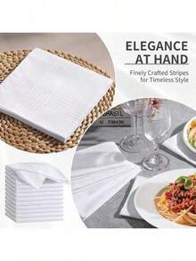 12-Pack Men's Handkerchiefs, 16x16 Inches, White Classic Pocket Handkerchiefs, 2025. Classic Men's Polyester Absorbent Check Handkerchiefs, Thin, Vintage Style, Small Square Handkerchiefs For Elderly To Wipe Sweat. - Multicolor - View 4