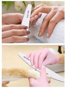 50Pcs Straight Nail Files 100/180 Grit Wood …Sandpaper Sanding File Grit Double Side Of Polishing Files For Natural Nail - Light Grey - View 5