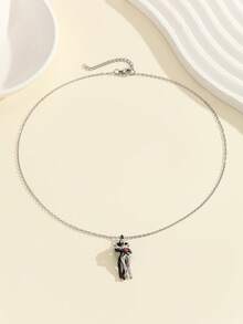 ATLVXJL 1 pieza Collar con colgante de corazón y abrazo que brilla en la oscuridad de color rosa, joya casual como regalo para mujeres y hombres, adecuado para uso diario y como regalo festivo