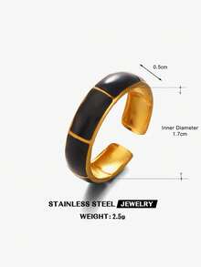 1 pieza Anillo de nudillo de acero inoxidable chapado en oro de 18K con goteo de color, adecuado para uso diario de mujeres - Multicolor - Ver 11