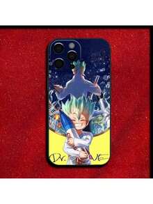 Funda de teléfono Senku Ishigami DR S-Stone compatible con 16,15,14,13,12,11,Pro,XS,Max,XR,Plus,E,Mini, cubierta negra a prueba de golpes, funda compatible con funda  17 pro max, funda  17 pro, funda  17, funda  16, funda  16 pro max, funda  15. - Z4 - Ver 4