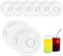 Pcs Acrylic Lids For 16 Oz Glass Cups Plastic Tumbler Replacement Lids Spill Proof Reusable Glass Cup Lid For Beer Can Iced Coffee Cups Drinking Glasses - Multi-Colored - 8 gói pha lê - Xem 1