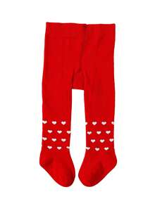 1 chiếc quần legging ôm sát họa tiết trái tim cho bé gái, kiểu dáng ngọt ngào, phù hợp cho chụp ảnh sơ sinh, mặc đi dự tiệc ngày lễ. - Đỏ - Xem 8