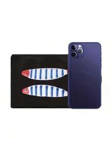 Retro Sardines Cosmetic Pouch,Fashionable Large Capacity Makeup Bag, Travel Makeup Bag, Solid Color Zipper Bag, Beauty Bag, Canvas Bag, Printed With Cute Fish Pattern, Suitable For Daily Storage, Bridal Shower And Wash Bag, Bridesmaid Makeup Kit, Bridesmaid Gift Bag, Wedding Travel Storage Bag With Zipper, Newly Designed Ideal Shopping Makeup Bag,Mother's Day Gift - Multicolor - View 5