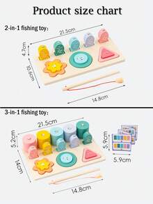 Early Education Five-Pillar Fishing Toy, Baby Geometric Intelligence Board Shape Matching Building Block Toy, Educational Toy For Early Childhood Enlightenment - Multicolor - View 12