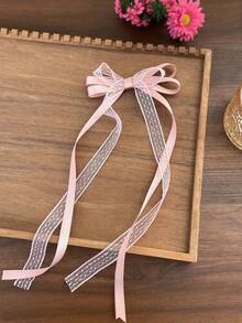 2pcs Cute Ballet Style Immortal Bow Hair Clips, Pink Lace Ribbon Hair Clips, Heart-Shaped Versatile Hair Accessories - Lace Butterfly Hair Clip - View 4