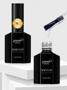 2pcs 15ml No-Wipe Gel Base Coat And Top Coat Set, Glossy And Durable, Suitable For Home Manicure And Salon DIY Nail Care - Clear - View 12