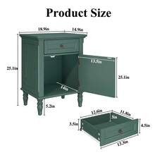 HLR 25"H Nightstands Set Of 2, Modern Retro Bedside Table With Drawer, End Table For Bedroom - 綠色 - 查看 2