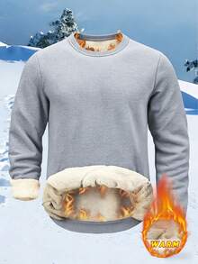 Hanorac căptușit cu fleece - mânecă lungă, guler rotund, croială standard, potrivit pentru activități în aer liber și ținute casual de iarnă, lavabil la mașină, căptușeală moale și călduroasă, stil clasic, ideal pentru vreme rece