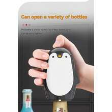 1pc New Penguin Bottle Opener Cartoon Portable Can Opener Beer And Beverage Bottle Opener Home Creative Lid Opener - Black and White - View 10