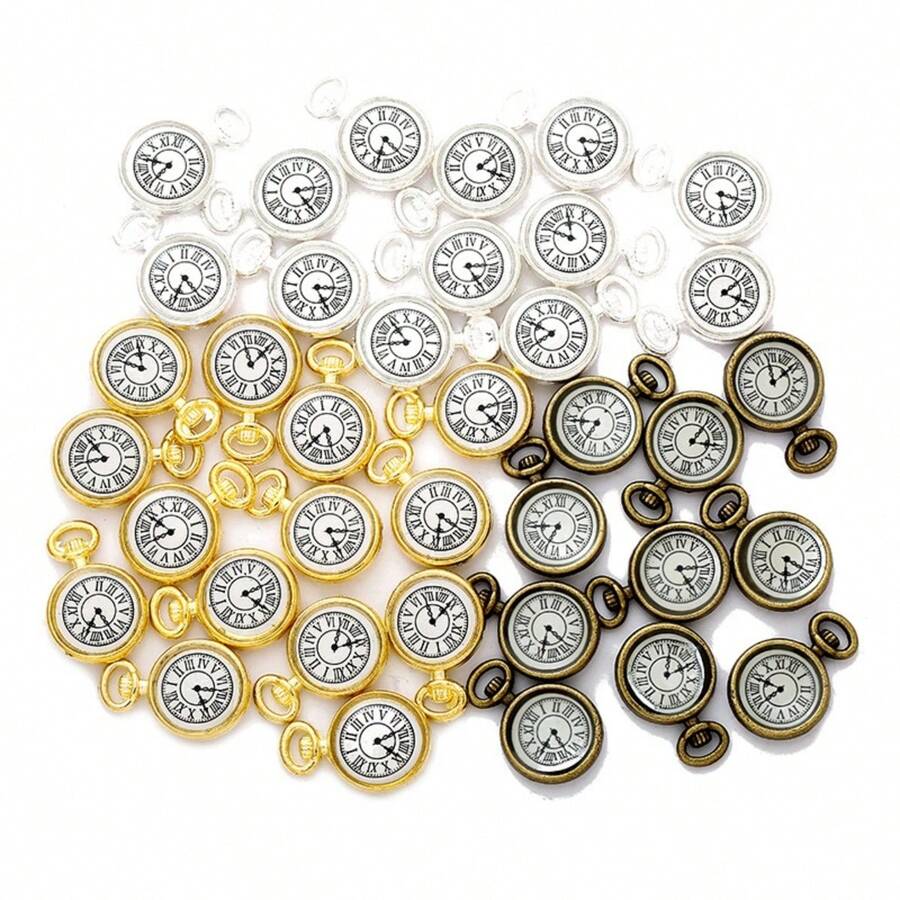 20个锌合金复古钟表吊坠饰品 - 非常适合DIY项链和手链制作 - 高品质珠宝制作材料 - 彩色 - 查看 1