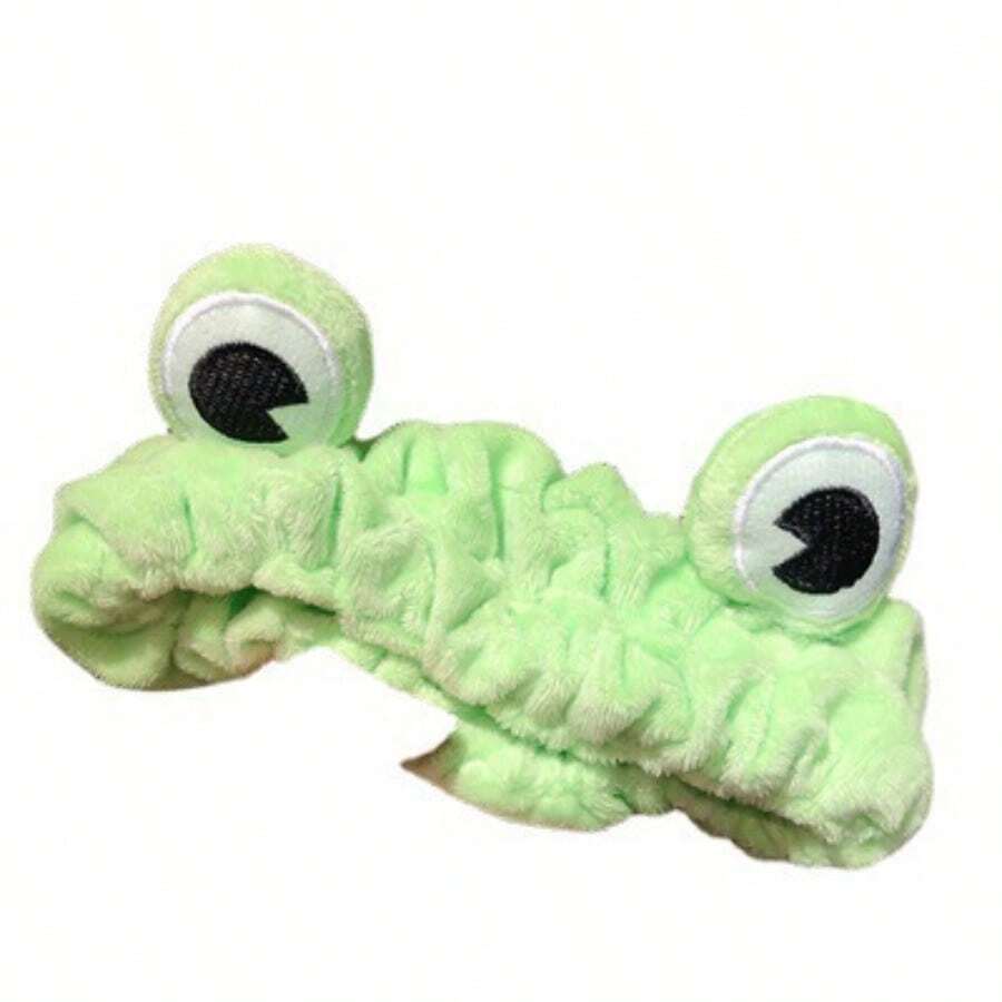 Funny Cartoon Big Eyes Green Love Frog Headband Female Face Wash Cute Plush Frog Headband Face Wash Headband - 水晶超柔青蛙髮帶 - 查看 1