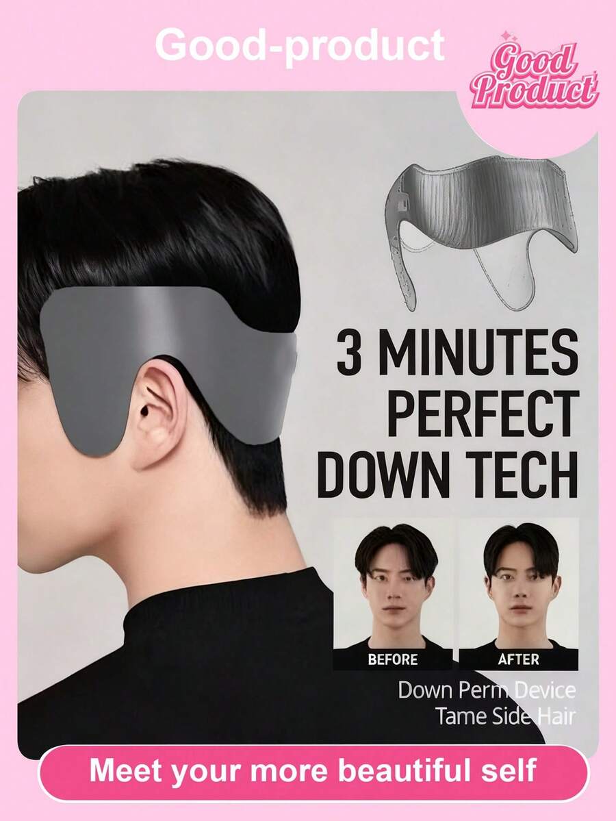 1个韩式鬓角直发器，侧边头发柔顺美化，男士造型，短发压板，熨烫夹，防卷曲直发夹 - 彩色 - 查看 1