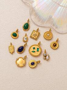 1 mặt dây chuyền hình giọt nước mặt trời bất đối xứng bằng thép không gỉ, mạ vàng 18K, có thể tự làm vòng cổ, vòng tay, bông tai, dây chuyền, móc khóa, mặt dây chuyền bùa hộ mệnh, chống thấm nước, chống oxy hóa, trưng bày quyến rũ, quà tặng trang sức cho nữ. - Nhiều màu - Xem 5