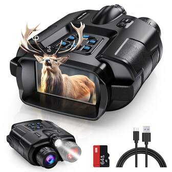 Night Vision Binoculars - Equipped With Flashlight, Suitable For Lighting, Additional Lighting And Signaling To Assist Camping, Hunting ,4K Night Vision Binoculars With 10000mAh Fast Charging Battery, 3 Inch Large Screen, 8x Digital Zoom, 64GB Memory To Store Photos, Maps And Videos, Perfect Unique Gift For Outdoor Lovers, Camping Lovers And More.