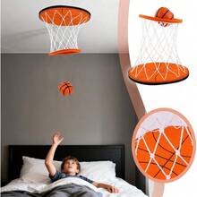Hanging Indoor Basketball Hoop, Mini Ceiling Mounted Basketball Rim With Net And Ball, Portable Small Foldable Design Suitable For Bedroom, No Assembly Required, Basketball With Soft Ball - Multicolor - View 6