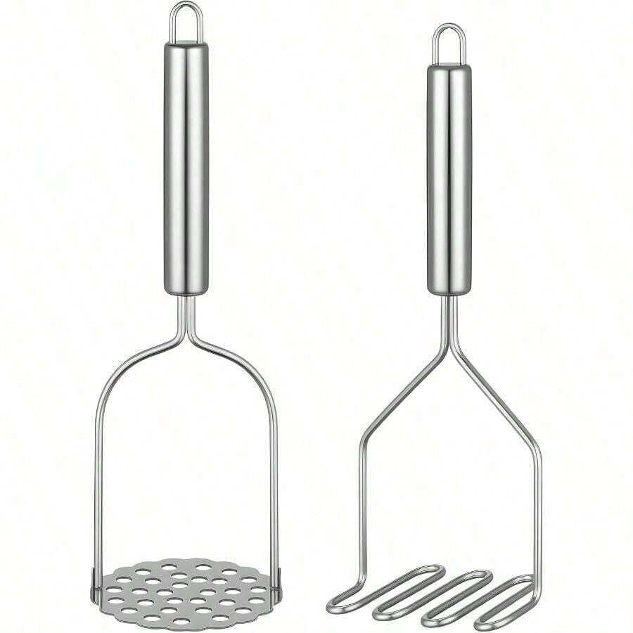 2PCS Mashed Potato Masher - Stainless Steel Potato, Masher Kitchen Tools & Utensils Avocado, Bean, Salad, Vegetables, Fruit, Food, Meat Ground Beef - 預設 - 查看 1