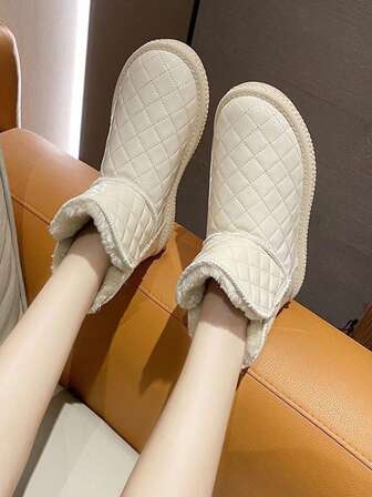 1 Pair 2025 New Women's Thick Sole Snow Boots For Winter, Size May Run Small, Suggest Ordering One Size Up