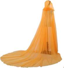 Vestido de novia con capucha de tul para mujer, con capa de elfo, con tren largo - Verde - Ver 4