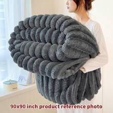 XBH Multiple Size Options Extra-Large Blanket 108in*90in*90in Thick Blanket Soft And Comfortable Warm 3D Rabbit Hair Double-Sided Blanket Warm Velvet Blanket Nap Blanket Air Conditioning Blanket Office Outdoor Camping Gift Blanket Bedroom Guest Room Living Room Student Dormitory Car Sofa Travel, Versatile Blanket For All Seasons, Full Coverage Of Christmas Gifts - 深灰的 - 查看 6