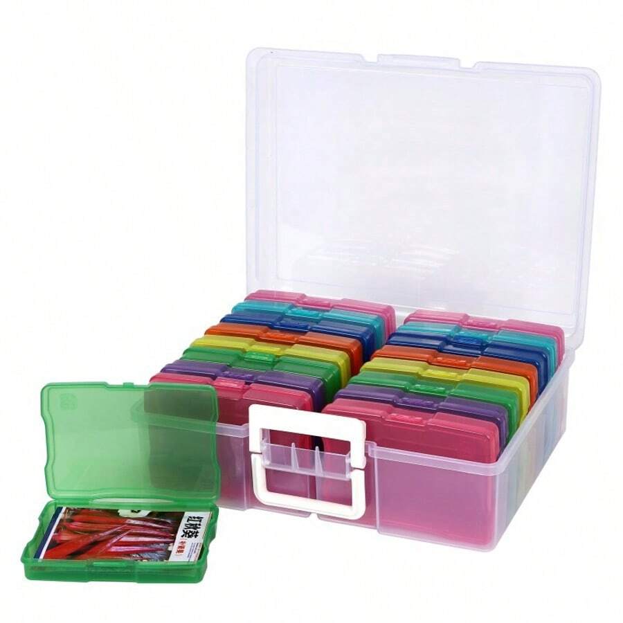 Photo Storage Box 5x7 Photograph Picture Album Organiser Craft Container Box - Multicolor - View 1