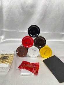 6-Color Leather Edge Coating Kit, Includes Disposable Gloves, Applicator Sticks, And Sandpaper, Designed For Repairing Leather Edges On Bags And Accessories (Black, Red, White, Yellow, Brown, Light Brown), Shoe, Spring Summer Picks, Brides Maid Gifts, Room, Bedroom Decor, Bedroom Decor, Beach, Travel, For Men, For Women, Vacation, Women's Day, Travel Essentials, Wedding Favors, Y2k, Bedroom, Car Accessories Women, Kitchen Decor,Wedding,Y2k,Party - Leather Edge Banding Paint Kit - View 7