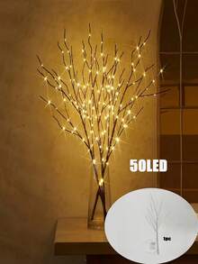 2/1件 50/20LED 夜光装饰桦树枝，电池供电人造树枝灯，适用于优雅的室内圣诞节和新年装饰，时尚家居饰品，阅读灯装饰 - 适合节日场合 - 不含电池