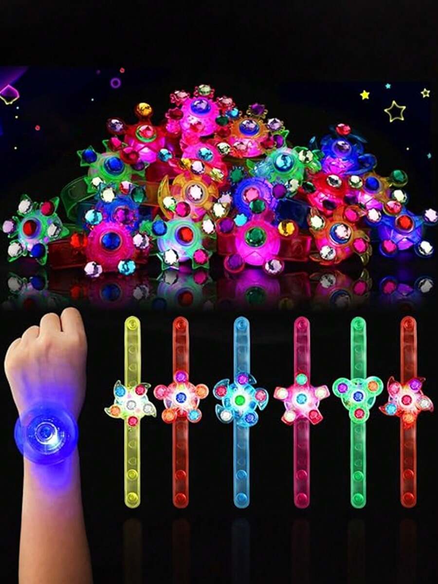 10个/5个/1个/包 LED发光手环，发光派对礼品，可用作百宝箱礼物、生日礼物、嘉年华奖品、圣诞节礼物 - 彩色 - 查看 1