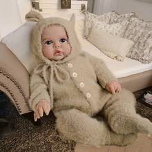 19英寸重生娃娃PICKLE，新生儿尺寸，3D皮肤，手工精细皮肤彩绘，可见血管 - 駝色 - 查看 4