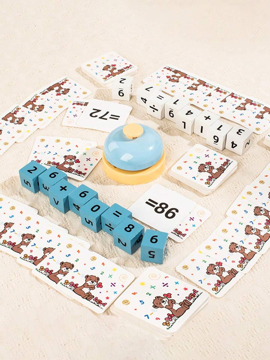 1 Set de Ayudas Didácticas para Juegos de Competición Matemática Infantil, Juguete de Operaciones Numéricas de Batalla para 2 Jugadores de 3-6 Años, Juego de Mesa Interactivo Padre-Hijo de Educación Temprana con Respuesta Rápida de Suma, Resta, Multiplicación y División