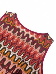 Lace Hollow Out Embroidered Sheer Fabric Mini Dress, Playful & Vibrant Sleeveless Dress, New Elegant Country Chic Vacation Boho Graduation Dress, Spring/Summer - Burgundy - View 5