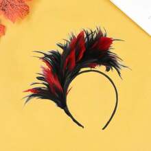 PZW-Diadema de plumas rojas negras para mujer diadema de 1920 para mujer accesorios para el cabello de plumas de Halloween disfraz de boda fiesta de té3928 - como en la foto - Ver 6