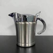 Elegant Double-Layer Insulated Stainless Steel Meat Juice Boat With Flip Cover Design - Perfect For Pouring Juice And Cream, Dishwasher Washable- Stainless Steel Sauce Pot With Hinged Lid, 304 Stainless Steel Steak Sauce Pot