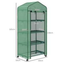 Aluminum Greenhouse, Mini Greenhouse, Cold Frame, 4 Shelves, 69 X 50 X 165 Cm, Green