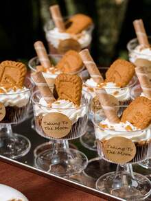 10/20pcs 110ml Striped Cake Cups (Please Confirm The Specifications And Size Before Purchasing) These Party Cups Are Suitable For Espresso, Tiramisu, Pudding, Cheesecake, Mousse, Cake Decorations, Etc. They Are Reusable And Suitable For Birthday Parties, Weddings, Halloween, New Year And Christmas Gifts