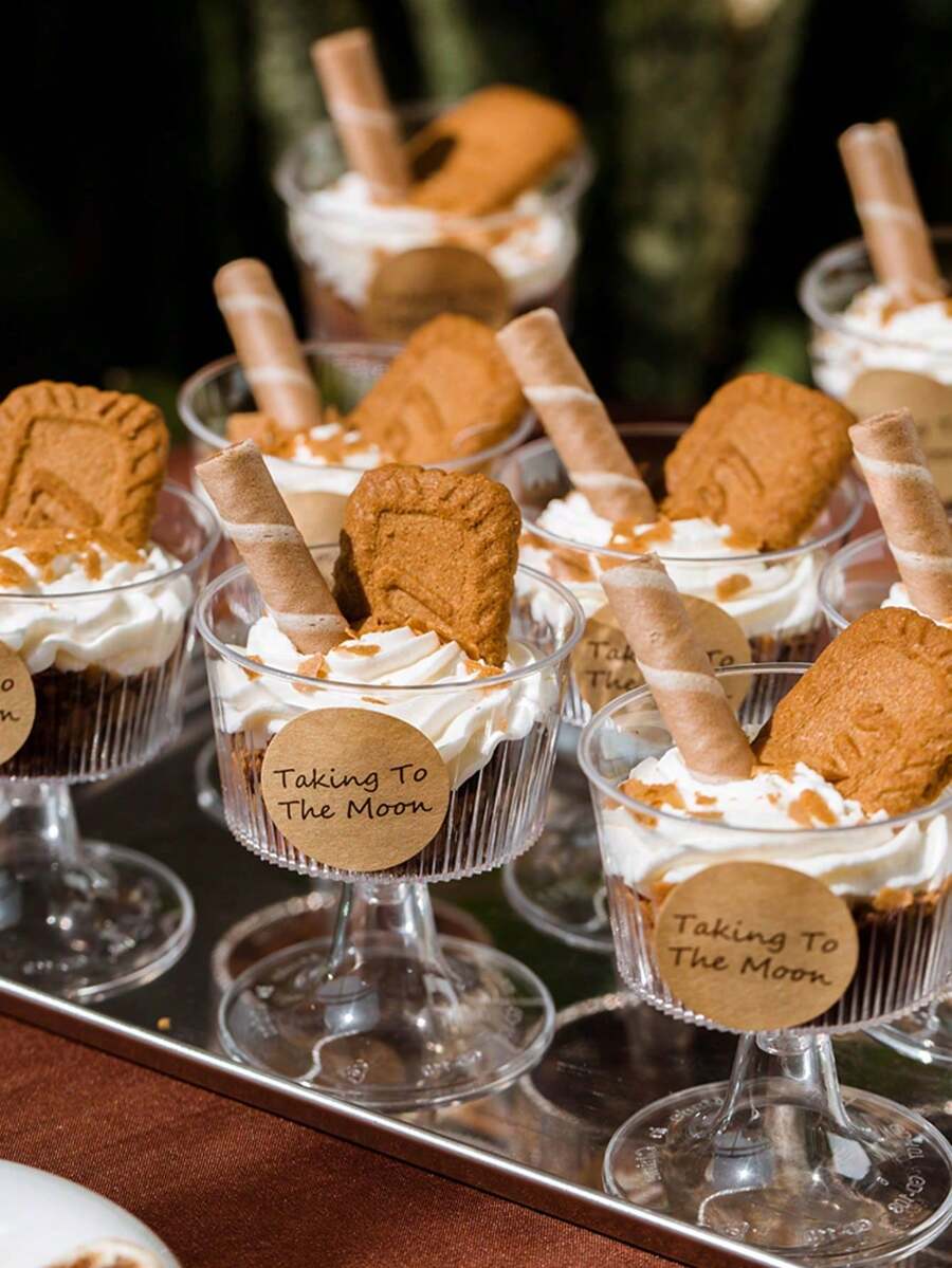 10/20pcs 110ml Striped Cake Cups (Please Confirm The Specifications And Size Before Purchasing) These Party Cups Are Suitable For Espresso, Tiramisu, Pudding, Cheesecake, Mousse, Cake Decorations, Etc. They Are Reusable And Suitable For Birthday Parties, Weddings, Halloween, New Year And Christmas Gifts