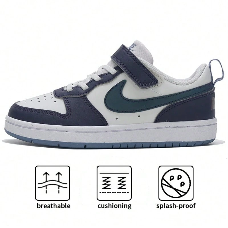 Nike COURT BOROUGH LOW RCRFT SE BPV 幼儿休闲运动鞋 - 淺銀灰/黑紫/白/灰石板藍 - 查看 1