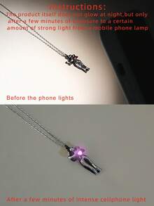 ATLVXJL 1 pieza Collar con colgante de corazón y abrazo que brilla en la oscuridad de color rosa, joya casual como regalo para mujeres y hombres, adecuado para uso diario y como regalo festivo